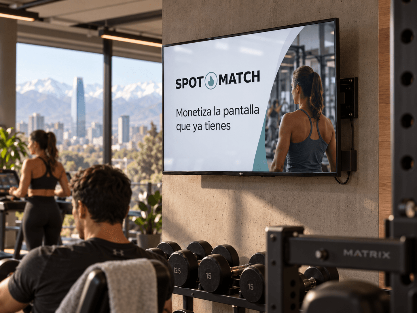 Pantalla ya instalada en un local